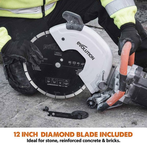 Evolution Power Tools R300DCT 12 In. Electric Concrete Cut-Off Saw, With 12 In. Diamond Blade - Image 7