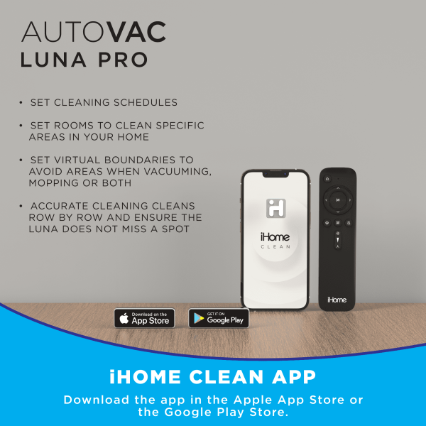 iHome AutoVac Luna Pro 3-in-1 Robot Vacuum and Vibrating Mop with Auto Empty Base - Image 10