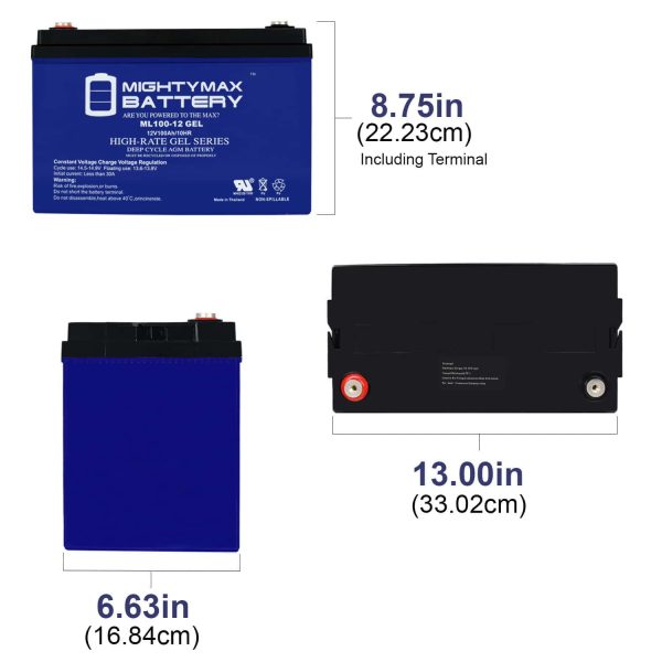 12V 100AH GEL Battery Replaces Solar Wind Deep Cycle VRLA 12V 24V 48V - Image 2