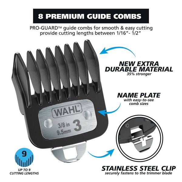 Wahl Diamond Edge Lithium-Ion Cordless Beard Trimmer Kit, Men, 12pc, Black   9886-600 - Image 4