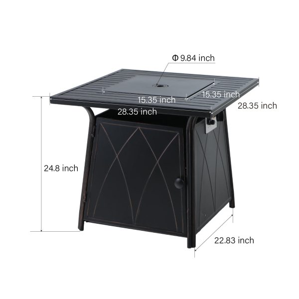MF Studio 28  50000 BTU Propane Gas Fire Pit Table with Lid and Blue Fire Glass Black - Image 6