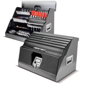 Powerbuilt 240111 26 in. Rapid Box Portable Slant Front Tool Box   Gray