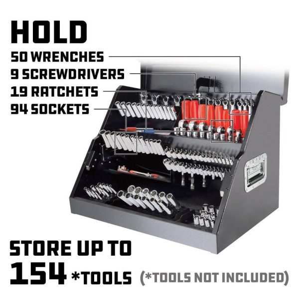 Powerbuilt 240111 26 in. Rapid Box Portable Slant Front Tool Box   Gray - Image 2