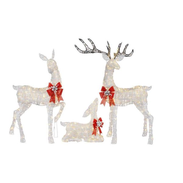 Holiday 21RT00421111 Set Of 3 Warm White LED Deer Family Holiday Yard Decoration