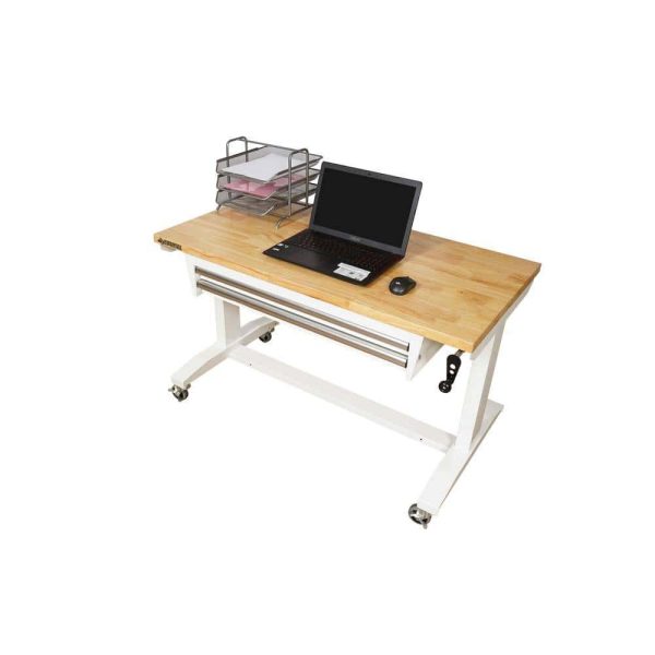 HOLT4602BJ2 46 in. Adjustable Height Work Table with 2-Drawers in White - Image 5