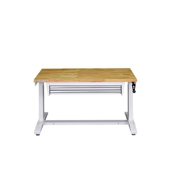 HOLT4602BJ2 46 in. Adjustable Height Work Table with 2-Drawers in White - Image 9