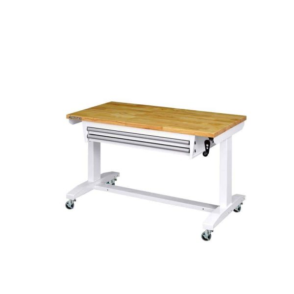 HOLT4602BJ2 46 in. Adjustable Height Work Table with 2-Drawers in White