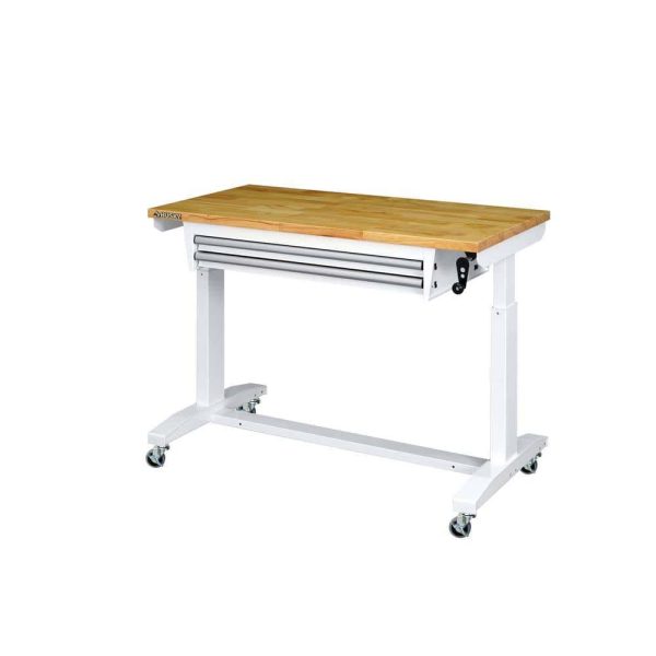HOLT4602BJ2 46 in. Adjustable Height Work Table with 2-Drawers in White - Image 6
