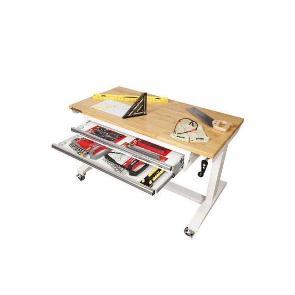 HOLT4602BJ2 46 in. Adjustable Height Work Table with 2-Drawers in White - Image 4