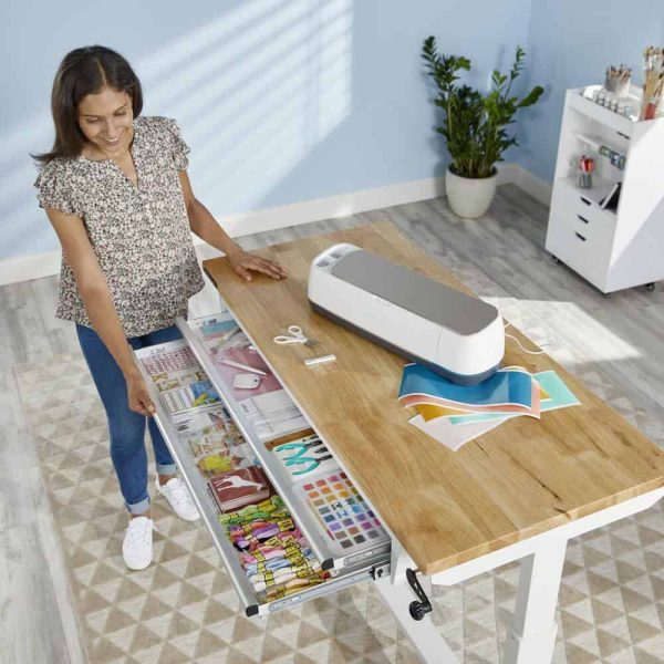52 in. W x 24 in. D Steel 2-Drawer Adjustable Height Solid Wood Top Workbench Table in White - Image 8