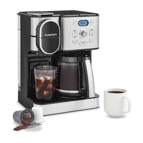 Coffee Maker, 12-Cup Glass Carafe, Automatic Hot   Iced Coffee Maker, Single Server Brewer, Stainless Steel, SS-16
