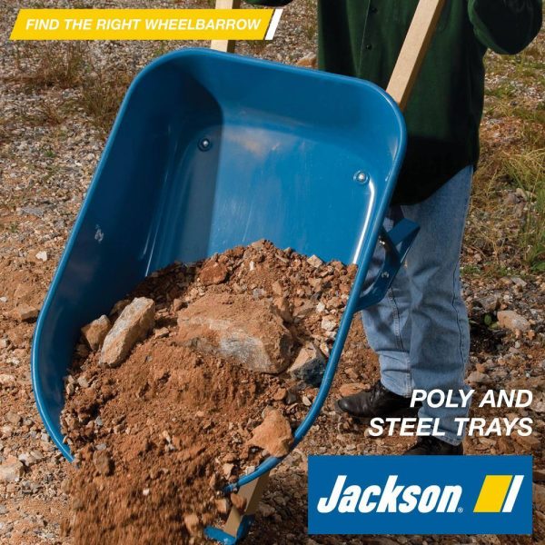 Jackson M6SFFKB 6 cu. ft. Heavy Gauge Seamless Steel Wheelbarrow with Steel Handles - Image 7