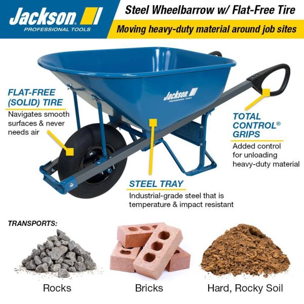 Jackson M6TCFF 6 cu. ft. Seamless Steel Wheelbarrow with Total Control Handles - Image 3