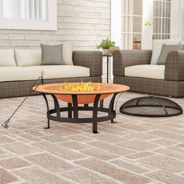 Janzen 20  H x 30  W Steel Wood Burning Outdoor Fire Pit with Lid