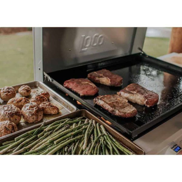 LOCO LCG2ST2C26 Series I 26 in. 2-Burner Digital Propane SmartTemp Flat Top Grill / Griddle in Chalk Finish with Enclosed Cart and Hood - Image 4