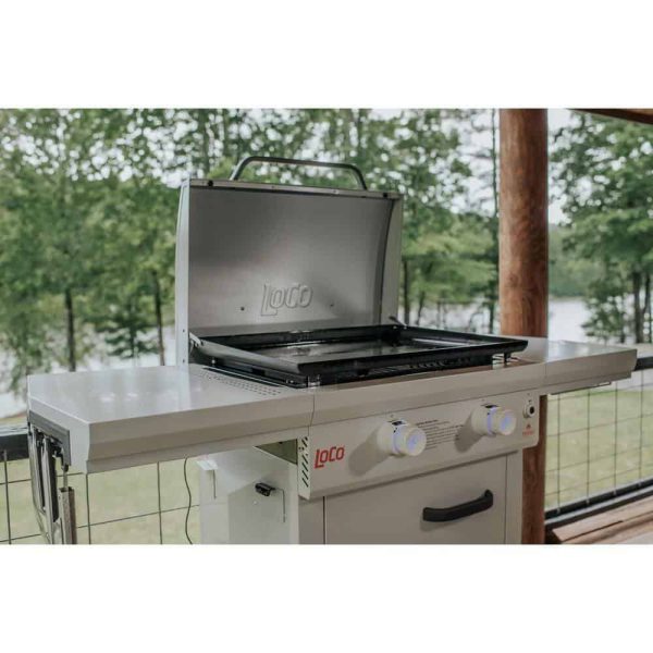 LOCO LCG2ST2C26 Series I 26 in. 2-Burner Digital Propane SmartTemp Flat Top Grill / Griddle in Chalk Finish with Enclosed Cart and Hood - Image 3