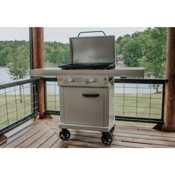 LOCO LCG2ST2C26 Series I 26 in. 2-Burner Digital Propane SmartTemp Flat Top Grill / Griddle in Chalk Finish with Enclosed Cart and Hood - Image 2