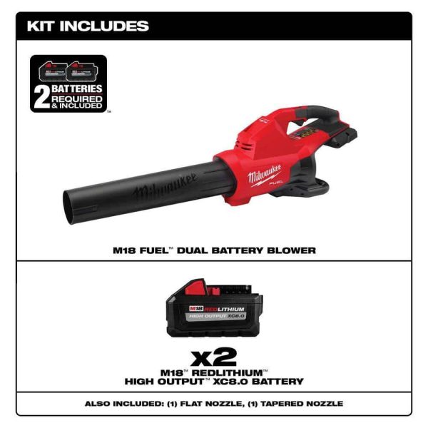 M18 FUEL Dual Battery 145 MPH 600 CFM 18V Lithium-Ion Brushless Cordless Handheld Blower w/ Two 8Ah HO Battery (2-Pack) - Image 2