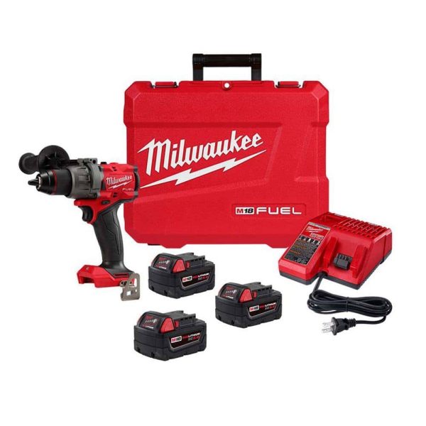 2904-22-48-11-1850 M18 Fuel 18-V Lithium-Ion Brushless Cordless 1/2 in. Hammer Drill Driver Kit with (3) 5.0 Ah Batteries and Hard Case