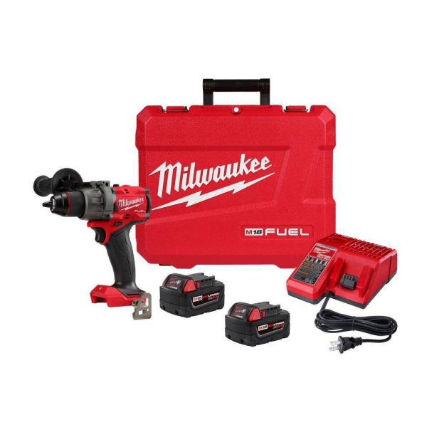 2904-22 M18 FUEL 18V Lithium-Ion Brushless Cordless 1/2 in. Hammer Drill Driver Kit with Two 5.0 Ah Batteries and Hard Case
