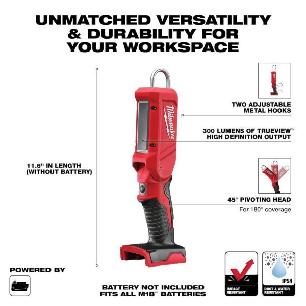 2352-20 M18 18-Volt Lithium-Ion Cordless 300-Lumen LED Stick Light (Tool-Only) - Image 6