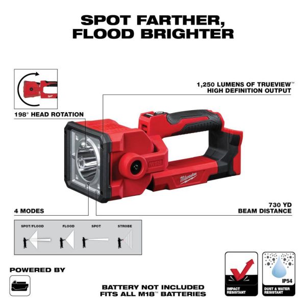 2354-20 M18 18-Volt 1250 Lumens Lithium-Ion Cordless Search Light (Tool-Only) - Image 5