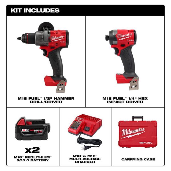 3697-22 M18 FUEL 18V Lithium-Ion Brushless Cordless Hammer Drill and Impact Driver Combo Kit (2-Tool) with 2 Batteries - Image 3