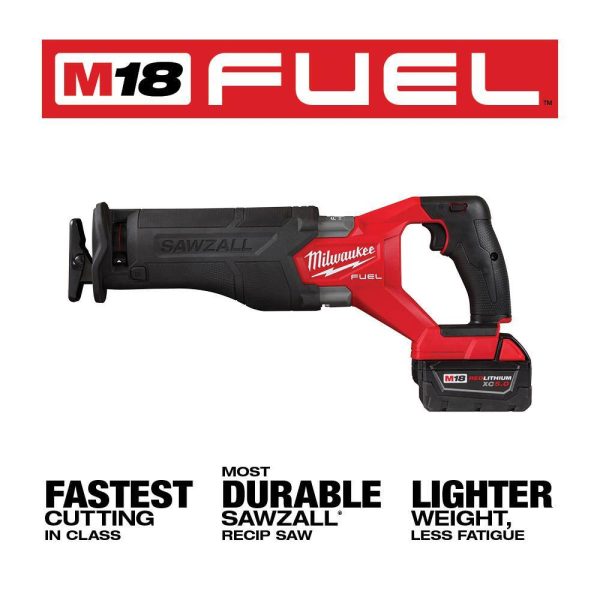 2821-22 M18 FUEL 18V Lithium-Ion Brushless Cordless SAWZALL Reciprocating Saw Kit w/Two 5.0 Ah Batteries Charger   Hard Case - Image 3