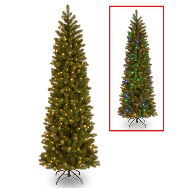 Tree Company PEDD4-392D-65 6.5 ft. Downswept Douglas Pencil Slim Fir Artificial Christmas Tree with Dual Color LED Lights