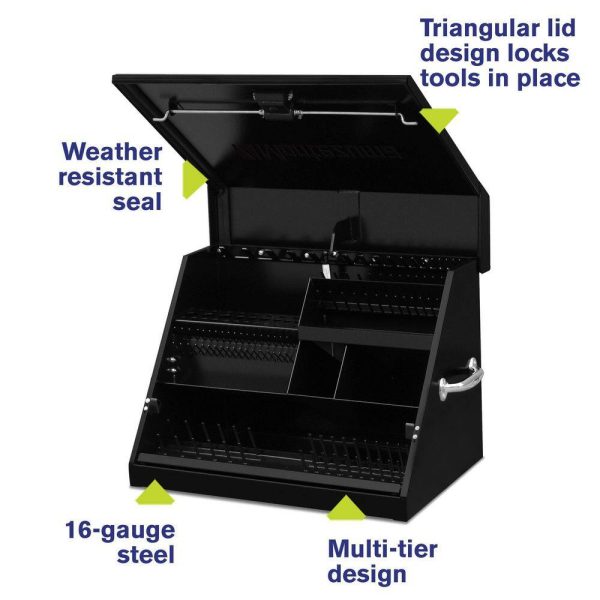 Montezuma 27 in. W x 18 in. D Portable Triangle Top Tool Chest for Sockets, Wrenches and Screwdrivers in Black Powder Coat - Image 3