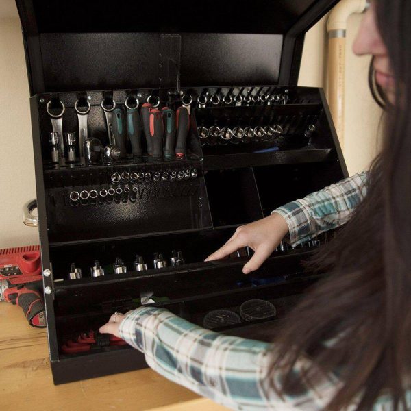 Montezuma 27 in. W x 18 in. D Portable Triangle Top Tool Chest for Sockets, Wrenches and Screwdrivers in Black Powder Coat - Image 7