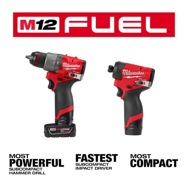 3497-22 M12 FUEL 12-Volt Lithium-Ion Brushless Cordless Hammer Drill and Impact Driver Combo Kit w/2 Batteries and Bag (2-Tool) - Image 6