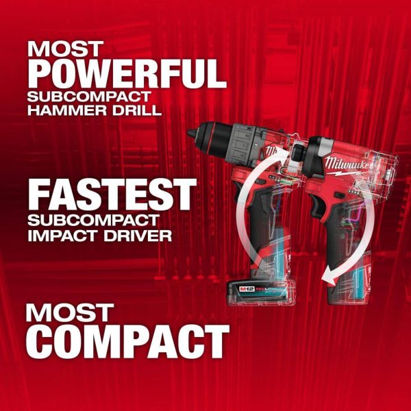 3497-22 M12 FUEL 12-Volt Lithium-Ion Brushless Cordless Hammer Drill and Impact Driver Combo Kit w/2 Batteries and Bag (2-Tool) - Image 2