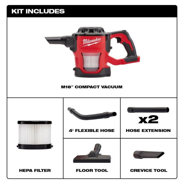 0880-20-0882-20 M18 18-Volt 2 Gal. Lithium-Ion Cordless Wet/Dry Vacuum with M18 Compact Vacuum (2-Tool) - Image 5