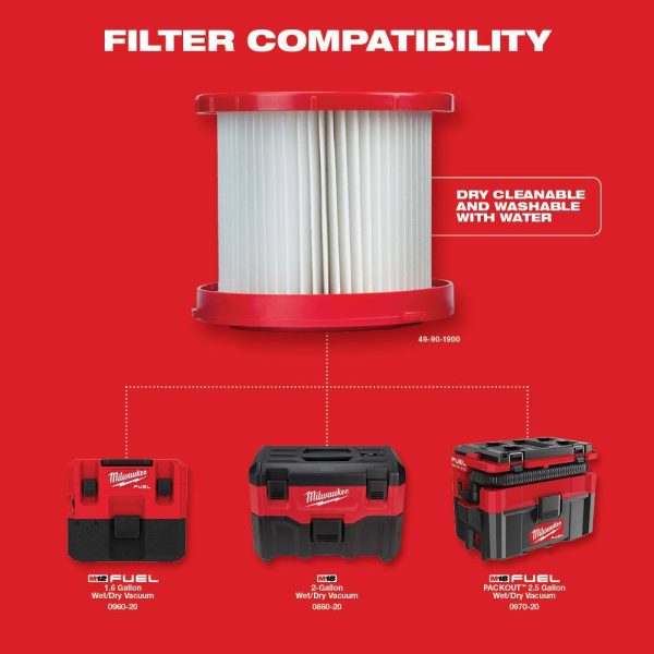 0880-20-49-90-1900 M18 18-Volt 2 Gal. Lithium-Ion Cordless Wet/Dry Vacuum W/ Extra Wet/Dry HEPA Filter - Image 10
