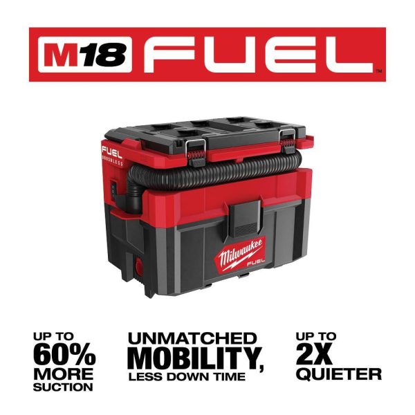 0970-20-48-11-1862 M18 FUEL PACKOUT 18-Volt Lithium-Ion Cordless 2.5 Gal. Wet/Dry Vacuum with (2) M18 HIGH OUTPUT 6.0 Ah Batteries - Image 4