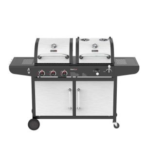 ZH3002SN 3-Burner Propane Gas and Charcoal Combo Grill in Black