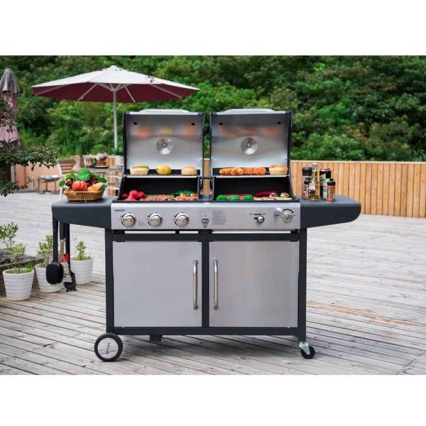 ZH3002SN 3-Burner Propane Gas and Charcoal Combo Grill in Black - Image 2