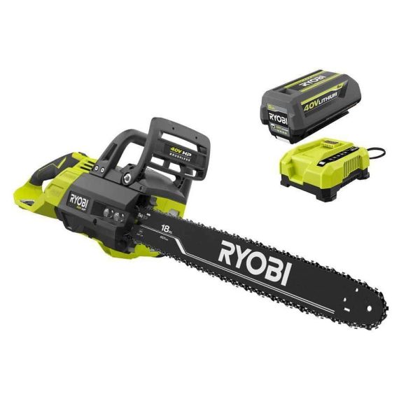 RY40580 40V HP Brushless 18 in. Cordless Battery Chainsaw with 5.0 Ah Battery and Charger