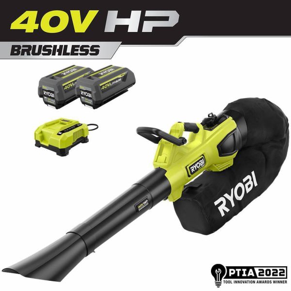 RY404150VNM 40V HP Brushless 100 MPH 600 CFM Cordless Leaf Blower/Mulcher/Vacuum with (2) 4.0 Ah Batteries and Charger