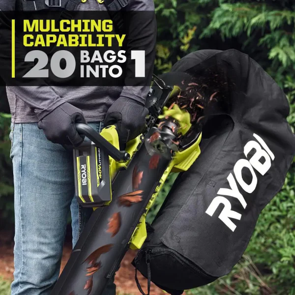 RY404150VNM 40V HP Brushless 100 MPH 600 CFM Cordless Leaf Blower/Mulcher/Vacuum with (2) 4.0 Ah Batteries and Charger - Image 4