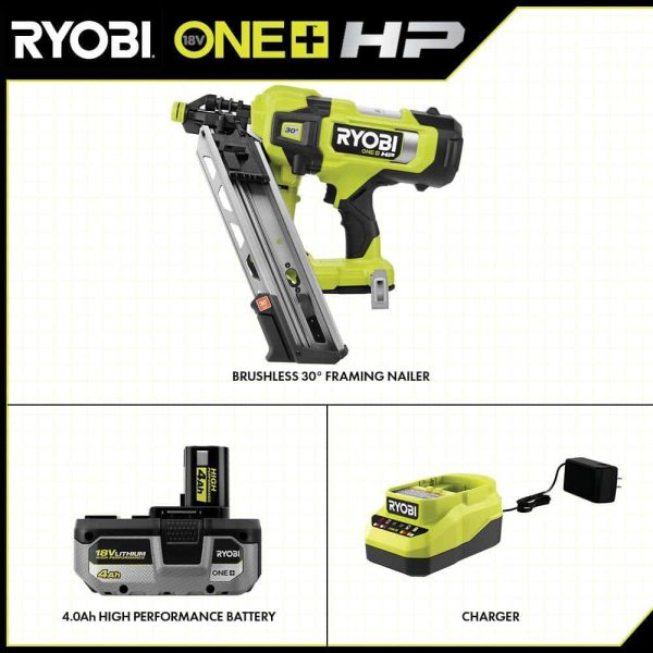 PBL350KN ONE+ HP 18V Brushless Cordless AirStrike 30° Framing Nailer Kit with 4.0 Ah HIGH PERFORMANCE Battery and Charger - Image 2