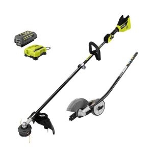 40V HP Brushless 15 in. Carbon Fiber Shafter String Trimmer and Edger Attachment with 4.0 Ah Battery and Charger