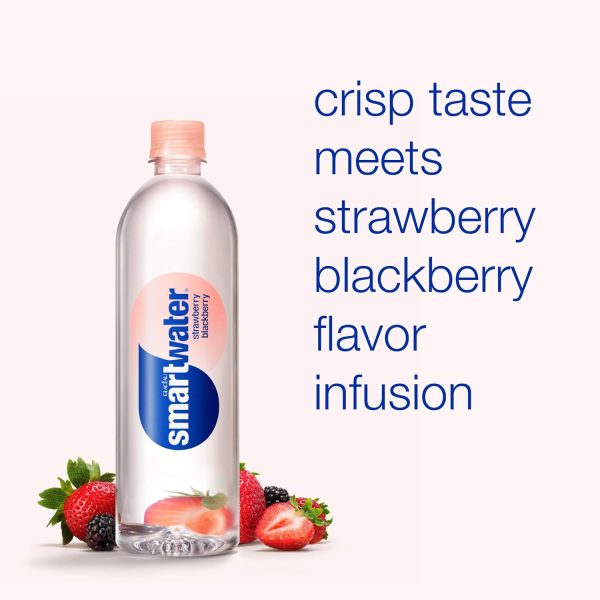 smartwater Strawberry Blackberry, Vapor Distilled Premium Bottled Water, Strawberry Blackberry, 23.7 Fl Oz (Pack of 12) - Image 4
