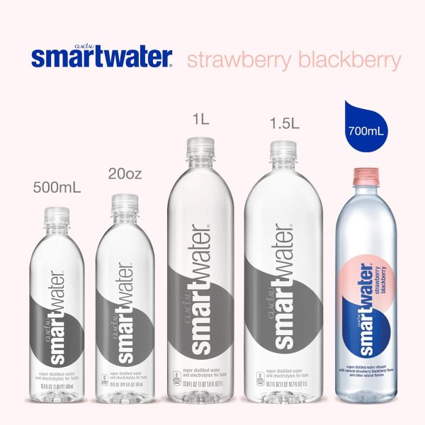 smartwater Strawberry Blackberry, Vapor Distilled Premium Bottled Water, Strawberry Blackberry, 23.7 Fl Oz (Pack of 12) - Image 5