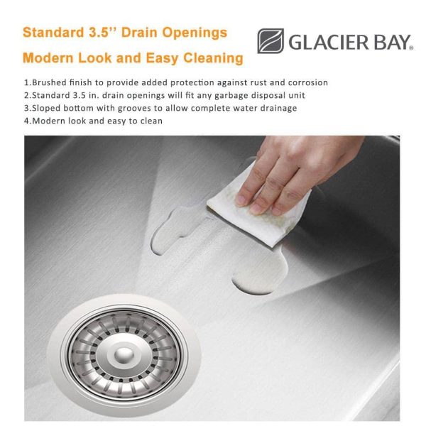 Zero Radius 33 in. Drop-In 50/50 Double Bowl 18 Gauge Stainless Steel Workstation Kitchen Sink with Pull-Down Faucet - Image 9