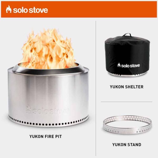 Yukon, Stand   Shelter 2.0 27 in. x 27 in. x 19.8 in. Outdoor Stainless Steel Wood Burning Fire Pit - Image 7