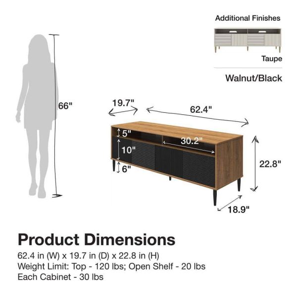 Mr. Kate  Daphne 62.4 in Taupe TV Console Fits TV s up to 65 in. with Doors - Image 8