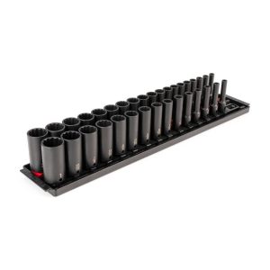 3/8 in. Drive Deep 12-Point Impact Socket Set (34-Piece) (1/4-1 in., 6-24 mm)   Rails