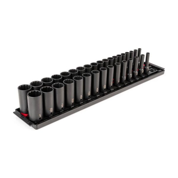 3/8 in. Drive Deep 12-Point Impact Socket Set (34-Piece) (1/4-1 in., 6-24 mm)   Rails